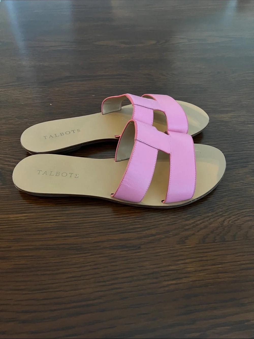Talbots Pink Leather Slide Sandals